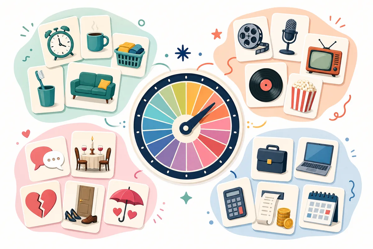 Four illustrated adult Wavelength category families arranged around a spectrum dial